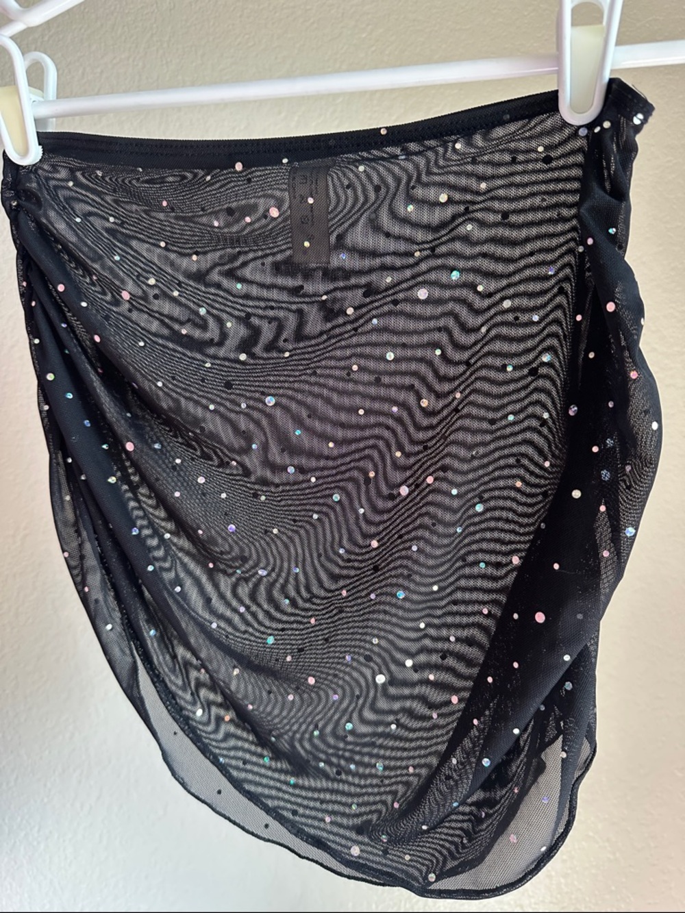 Shimmer Glitter Sheer Ruched Cover Up Swim Beach S